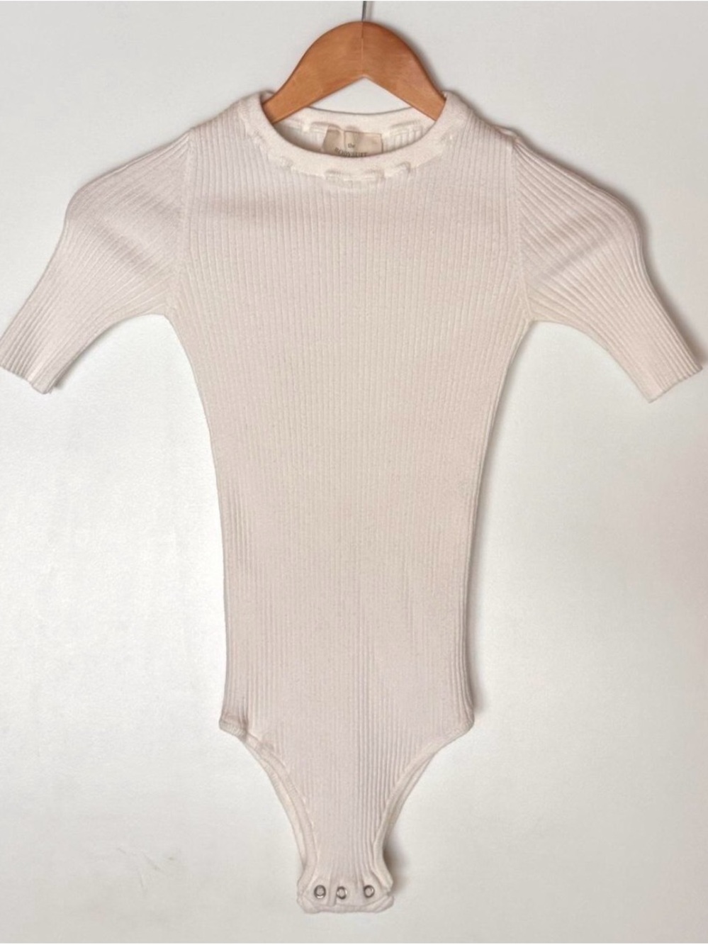 The Bodysuit Ribbed Short-Sleeve Bodysuit in White